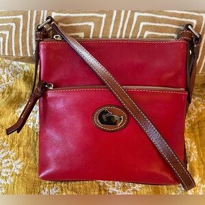 Vintage Dooney & Bourke Smooth Red Leather Crossbody Bag
